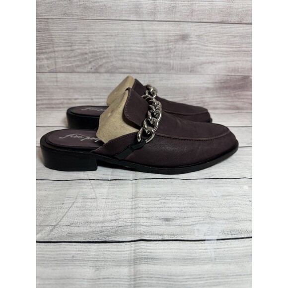 New FREE PEOPLE Vida Mules Loafers Fig Eggplant Deep Purple Leather Size 40 - Picture 4 of 14
